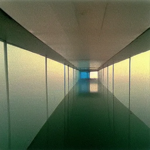 Image similar to Beautiful colored-photo cameraphone 2005 soft liminal Photograph of an infinite water-filled room