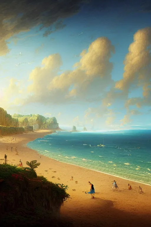 Image similar to a beautiful digital illustration painting of a detailed fantasy beach by benoit b. mandelbrot, steven belledin, martin johnson heade, lee madgwick, caspar david friedrich, and david rios ferreira. 8 k resolution trending on artstation concept art digital illustration