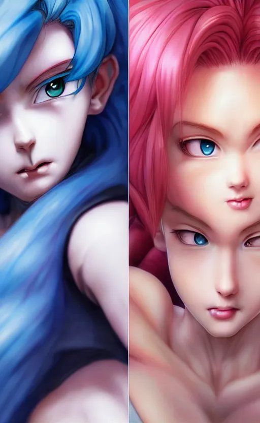 Prompt: gorgeous!! hyper - realistic giant woman resembling bulma + felicia from darkstalkers | drawn by artgerm, drawn by wlop, drawn by jeehyung lee | intricate, high detail, ultra graphics, photorealistic, symmetrical, cinematic, smooth, sharp focus, character design, expressive, cute, beautiful!!