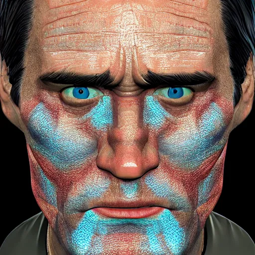 Image similar to unwrapped UV Texture map of jim carrey face, game textures, call of duty textures