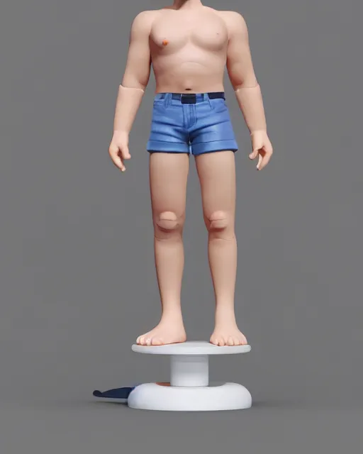 Prompt: full body 3d render of shirtless chubby Mark Zuckerberg as a funko pop, studio lighting, white background, blender, trending on artstation, 8k, highly detailed