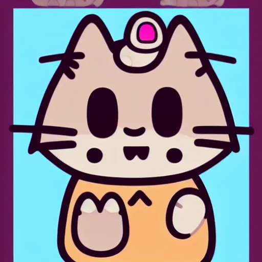 Image similar to Kirby as Pusheen the cat, cartoon illustration, cute