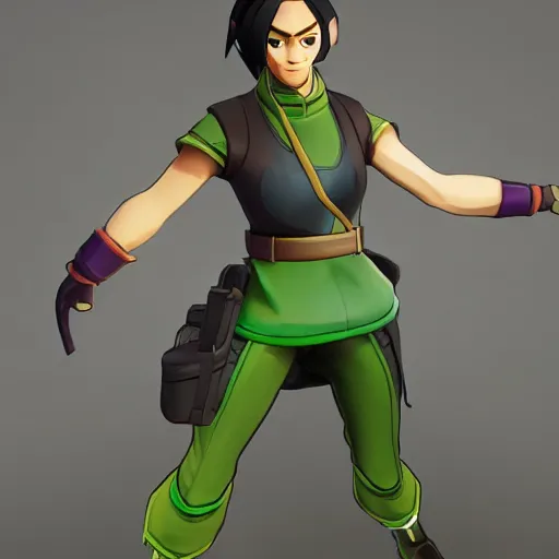 Image similar to toph beifong in fortnite, character render, full body shot, highly detailed, in game render