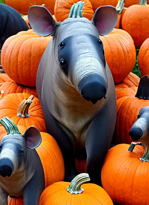 Image similar to tapir animal as a pumpkin, animal tapir, vegetable, pumpkin