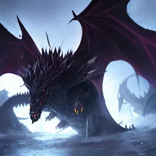 Image similar to fighting a king black dragon in runescape by greg rutkowski