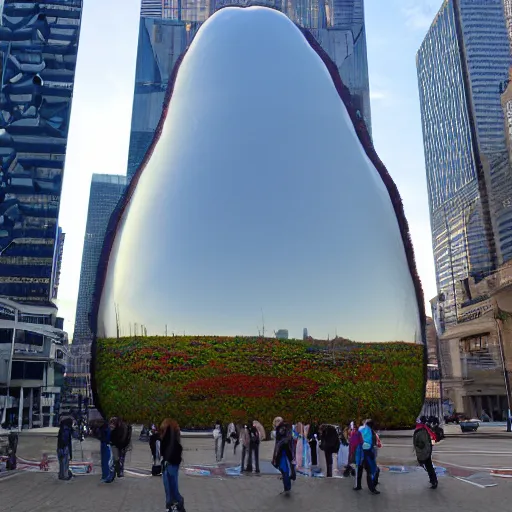 Image similar to a giant 1 0 0 meter bean in the middle of a city