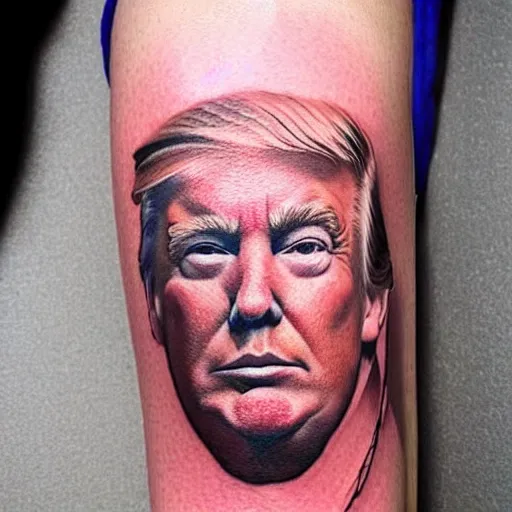 Prompt: a tattoo of Donald Trump