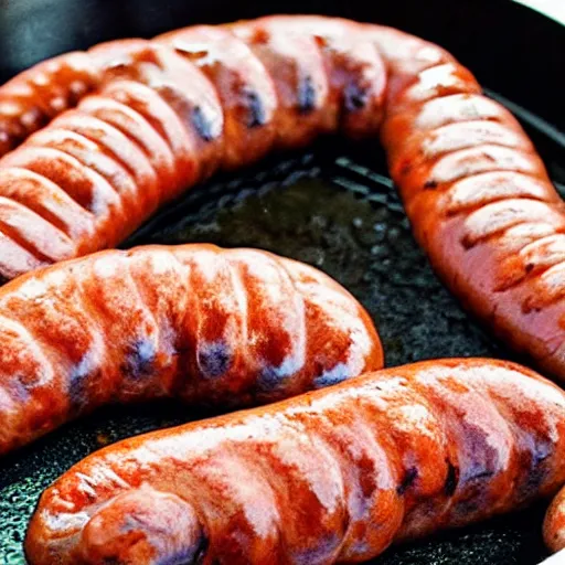 Image similar to dachshund cooking some sausages on a pan