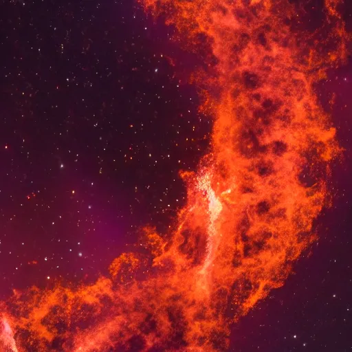 Prompt: large Fire spiral growing to swallow the galaxy, 40nm, shallow depth of field, split lighting, 4k,