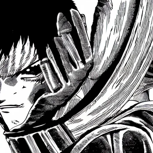 Prompt: a detailed panel from the comic berserk