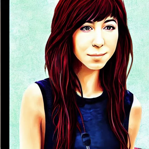 Image similar to portrait of Christina Grimmie, highly detailed, centered, solid color background, digital painting