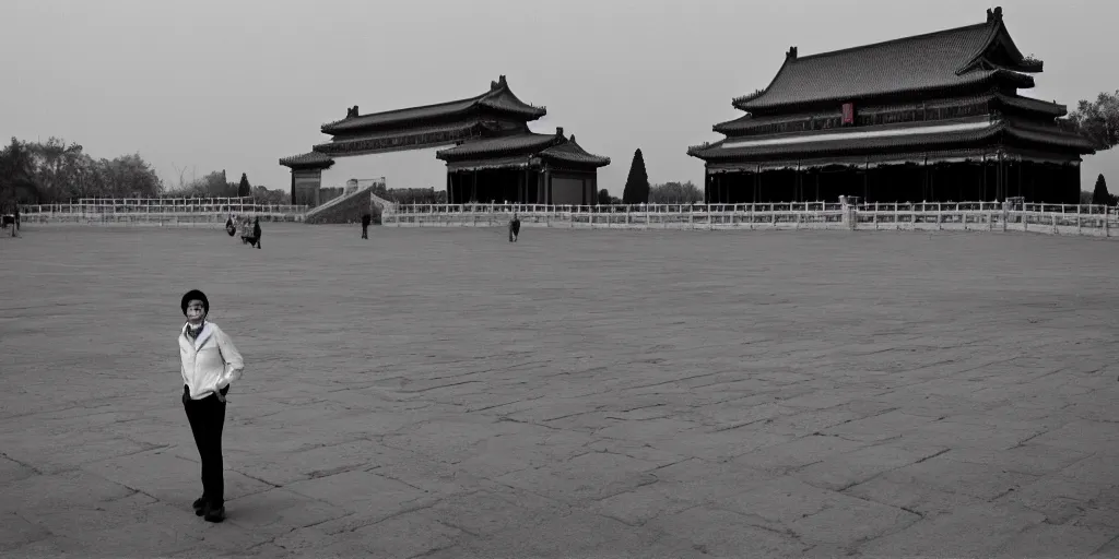 Prompt: simpson photographed in the forbidden city in beijing