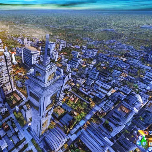 Prompt: hyper realistic 3 d rendering of the city of jogja via google earth rendered with the unreal engine, the image is refined with uhd, yellow light, blue sky, and aerial landscapes, and also the beauty is like the real world