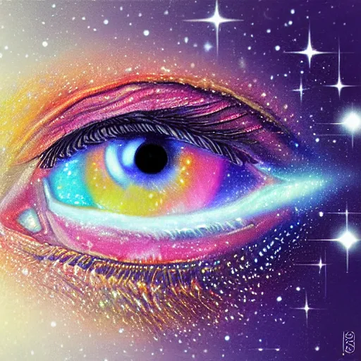 Image similar to galaxy in the eye 👁️ , high quality, high details, digital art, realistic