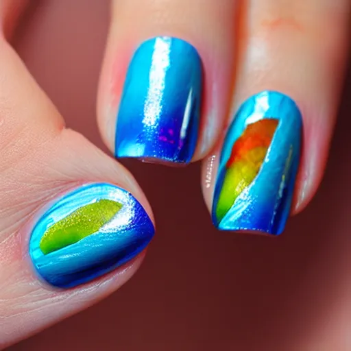 Prompt: press - on nails made of stained glass