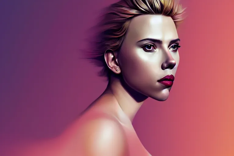 Image similar to surreal Portrait of Scarlett Johansson in dmt chromatic surreal liquid enviroment , elegant, highly detailed, smooth, photoreal, sharp focus, illustration, beautiful, geometric, dmt trending on artstation, cinematic, artwork by WLOP