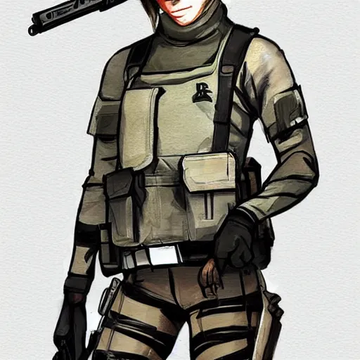 Image similar to Chloe Sevigny as a Counter Strike terrorist, concept art, anime