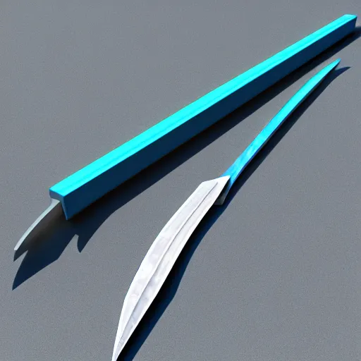 Prompt: Glaive, 3D render, fantasy weapon, long, sharp, fantasy detailing, tinted blue