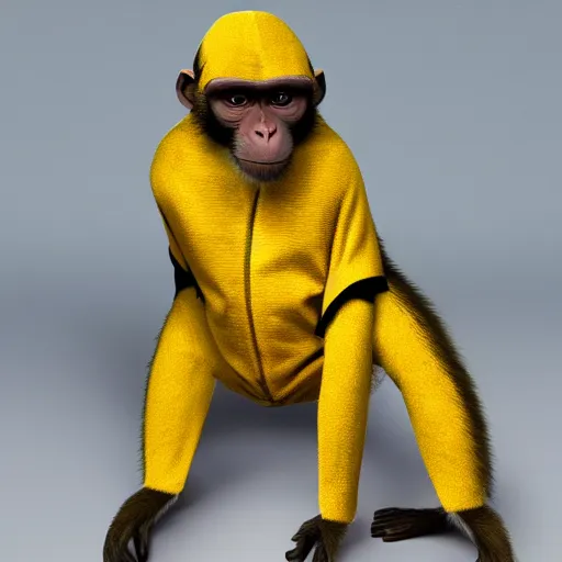 Image similar to a monkey wearing a yellow kimono, 8 k