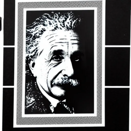 Image similar to halftone journal print of einstein being arrested.