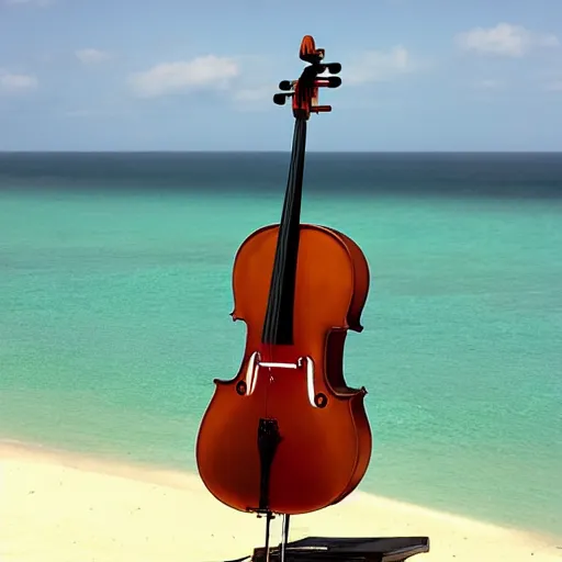 Prompt: a cello in a bikini