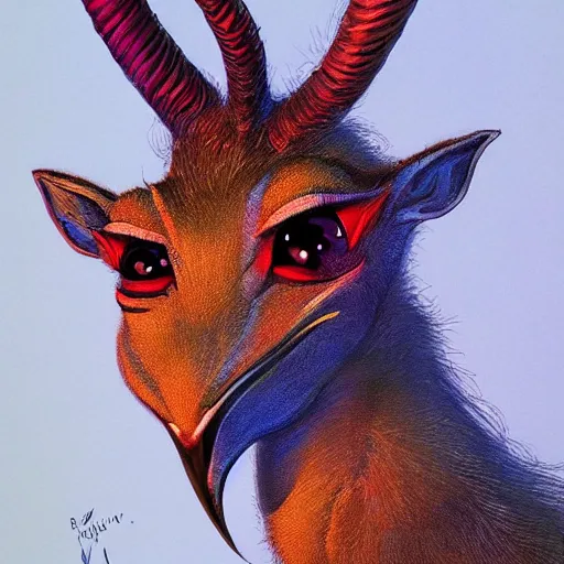 Image similar to a dik dik monster colorful, digital art, fantasy, magic, trending on artstation, ultra detailed, professional illustration by Basil Gogos