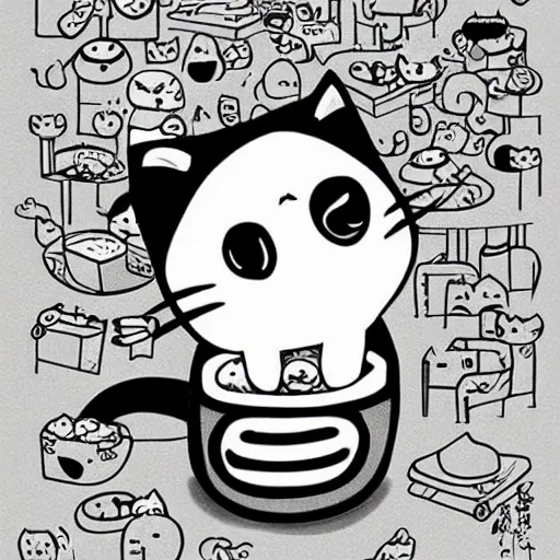 Prompt: one very cute Cat Kawaii mcbess