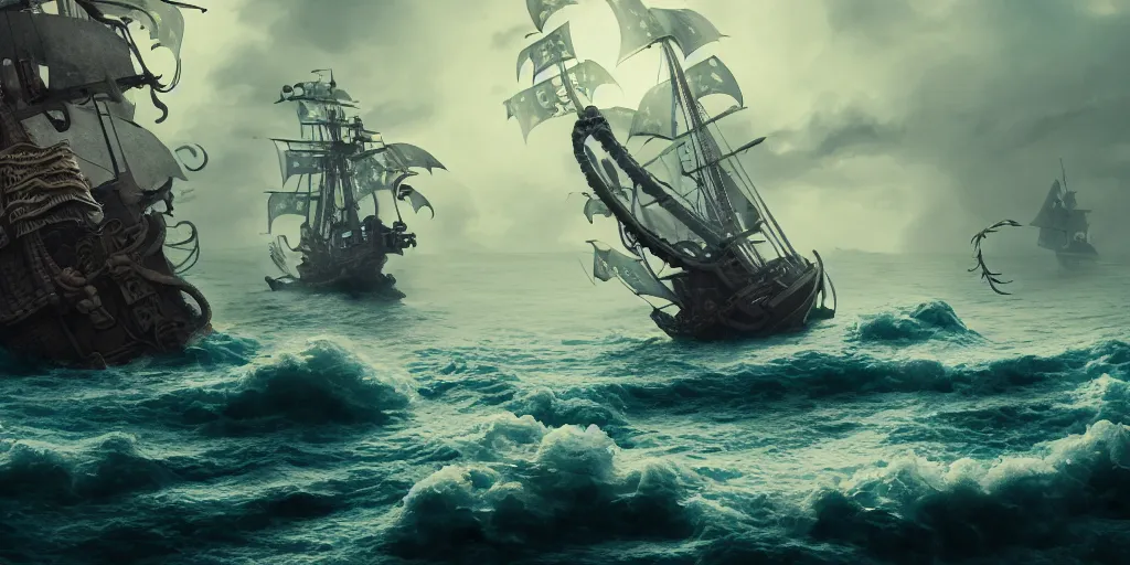 sinking pirate ship wallpaper