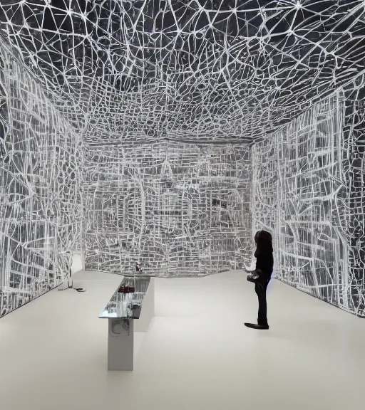 Prompt: x - ray architecture installation, art exhibition, biennale, museum, vr, virtual 4 th dimension