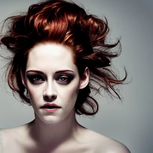 Image similar to portrait of christina hendricks and kristen stewart hybrid by mario testino, headshot, detailed, award winning, sony a 7 r