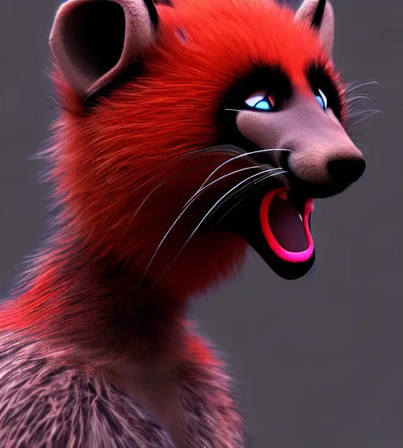 Image similar to furry - male - red - black - weasel - chaos theorist - fursona uhd ue 5 visual novel pc game expressions, photorealistic