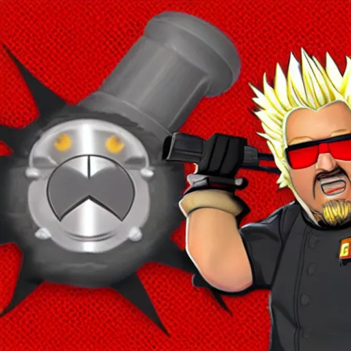 Image similar to in-game screenshot of Guy Fieri as a character in Team Fortress 2 (2007)