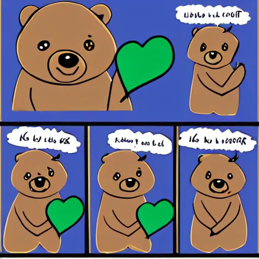 Prompt: cartoon bear in love