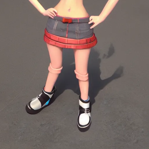 Image similar to Full body 3D rendered of a cute cartoon female character, she has short hair and wear boyish outfit, video game art, Unreal Engine, trending on artstation