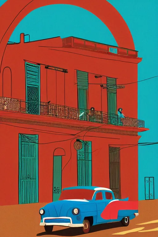 Image similar to cuba, illustration, in the style of katinka reinke