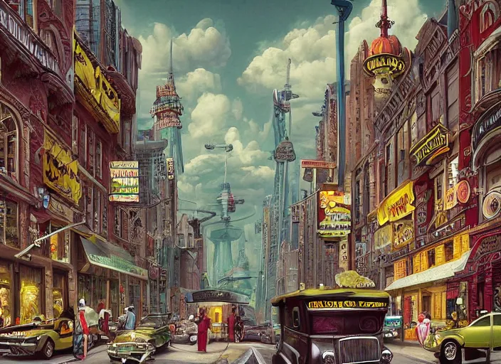 Image similar to 🚕🚎⛽🛣, lowbrow, matte painting, 3 - d highly detailed, in the style of mark ryden,