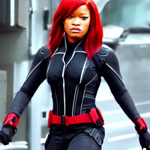 Prompt: keke palmer as black widow in real life