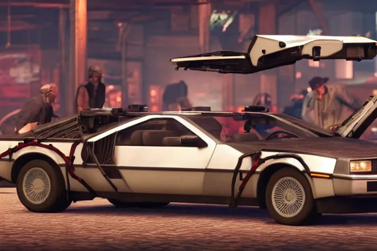 Prompt: delorean made out of meat by grand theft auto v, by red dead redemption 2, by cyberpunk 2 0 7 7