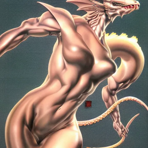 Prompt: Dragon, by Hajime Sorayama