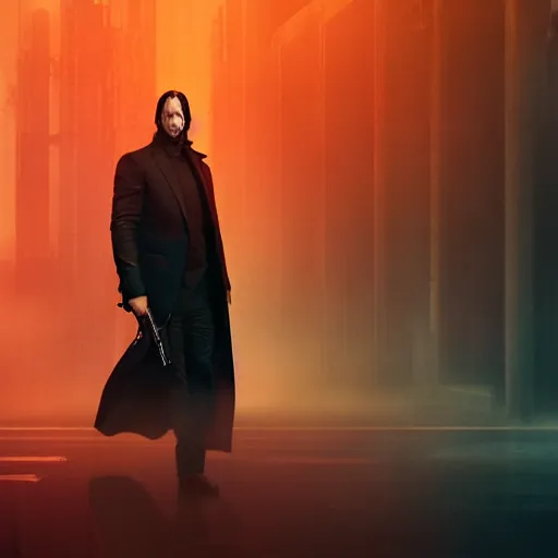 Prompt: a still of John Wick in Blade Runner 2049, 4k