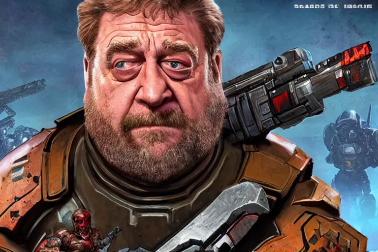 Prompt: john goodman as the doom slayer