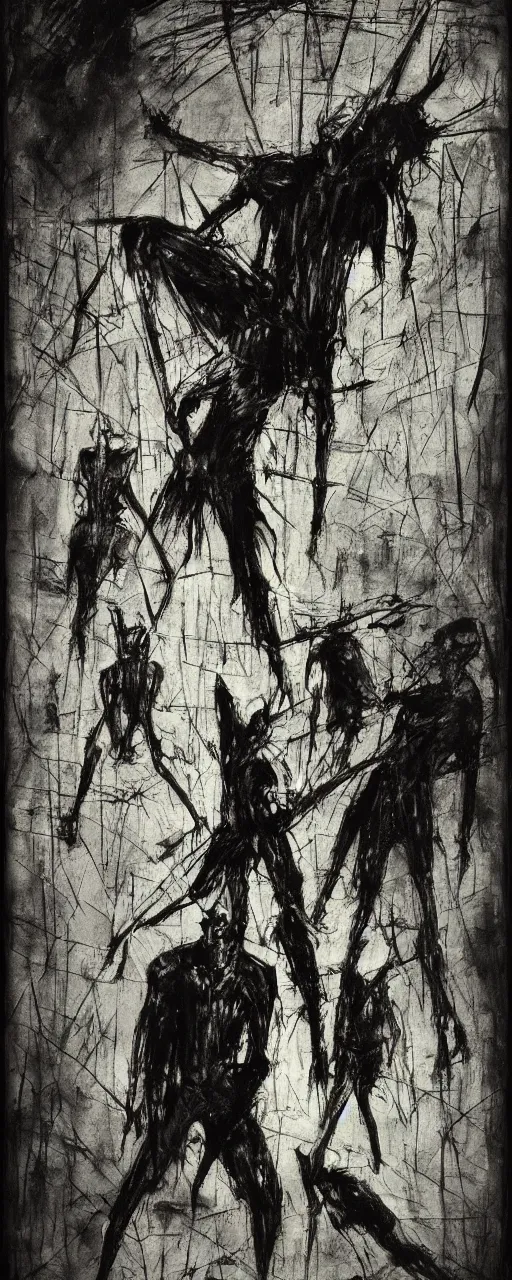 Image similar to lost in darkness, by bernard buffet and stephen gammell and emil nolde, 8 k, trending on artstation