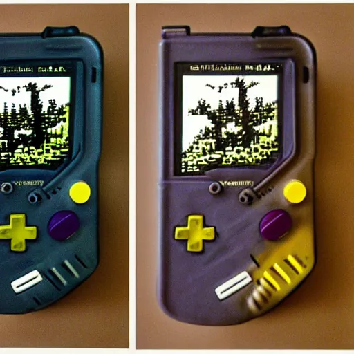 Image similar to Skyrim as a Gameboy color game, displayed on an old Gameboy