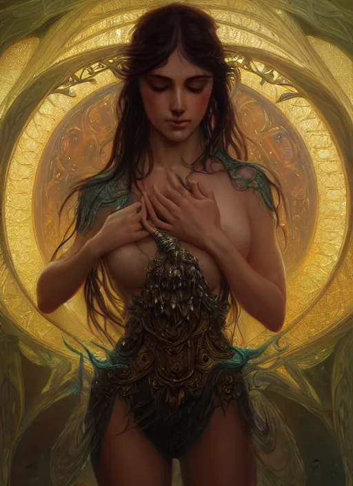 Image similar to dancer of the underworld, d & d, wet, shiny, fantasy, intricate, elegant, higly detailed, ultra definition, digital painting, artstation, unreal engine rendered, concept art, smooth, sharp focus, illustration, art by artgerm and greg rutkowski and alphonse mucha and garis edelweiss