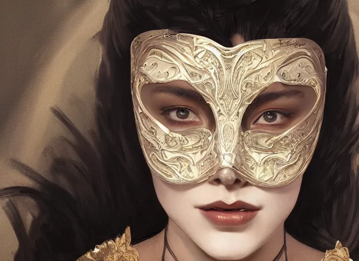 Image similar to masked, perfectly-centered-Portrait of the most beautiful woman on the planet , intricate, highly detailed, artstation, concept art, concept render, octane, redshift, smooth, sharp focus, illustration,award-winning, Unreal Engine 5, 8K, art by artgerm and greg rutkowski and alphonse mucha