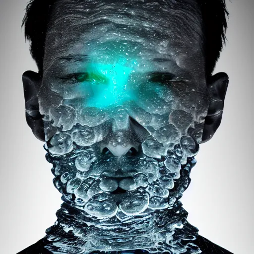 Prompt: water in the shape of a human head on the ocean, water manipulation photoshop, behance, ray tracing, cinematic, in the style of johnson tsang, long shot, hyper detailed, hyper realistic, 8 k resolution, sharp focus, realistic water, award winning