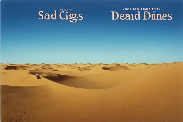 Prompt: sand dunes crossing over a pickle-filled ocean, 90's album cover, album art
