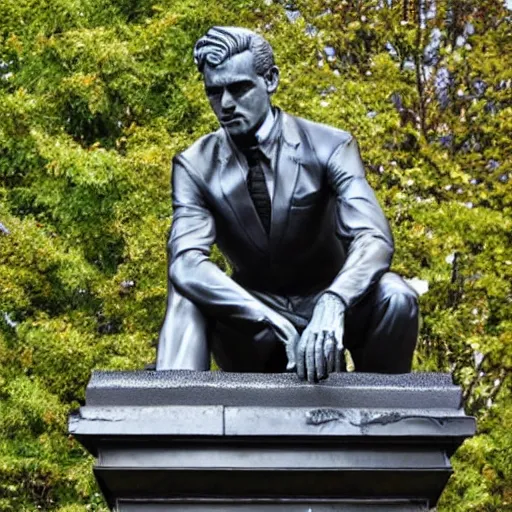 Image similar to jordan peterson in the style of rodins the thinker statue