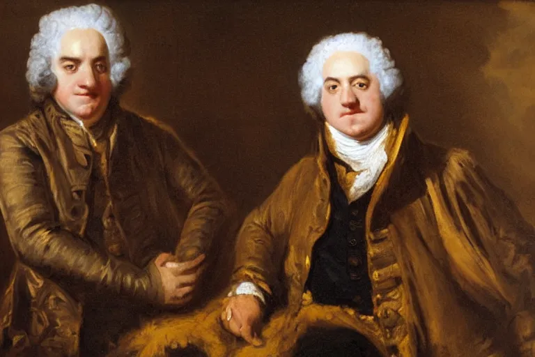 Prompt: Samuel Johnson looking into camera, perplexed face, meme, Sir Joshua Reynolds, 1775 oil painting, trending, /r/fakehistoryporn