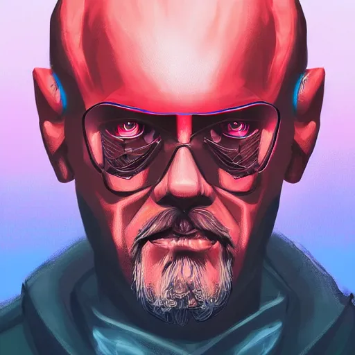 Image similar to cyberpunk vladimir lenin as the leader of a futuristic communist society, cybernetics, sharp lines, digital, artstation, colored in